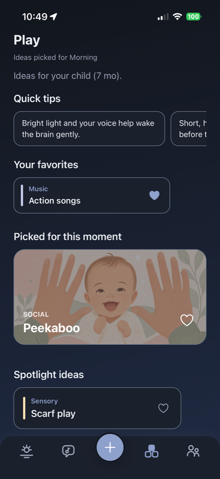 Nodd app screenshot: Play ideas