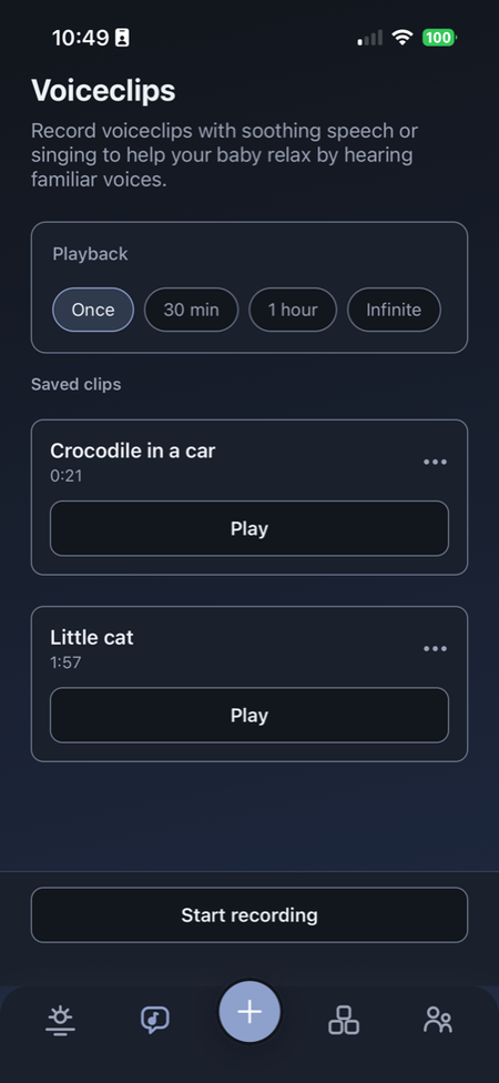 Nodd app screenshot: Sounds & timers